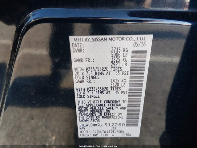 2016 Infiniti Qx60 მანქანა იყიდება აუქციონზე, vin: 5N1AL0MM5GC517260, აუქციონის ნომერი: 45984882