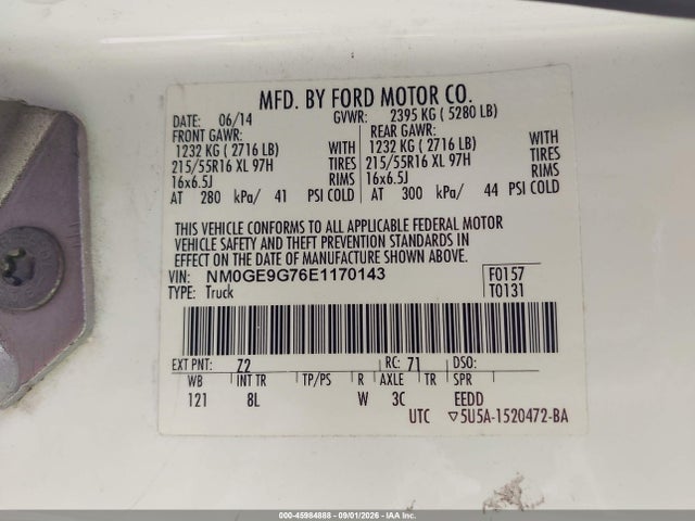 2014 Ford Transit Connect Titanium მანქანა იყიდება აუქციონზე, vin: NM0GE9G76E1170143, აუქციონის ნომერი: 45984888