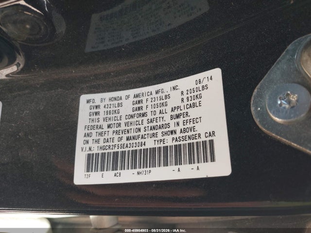 Aukcja sprzedaży 2014 Honda Accord Sport, vin: 1HGCR2F55EA303084, numer aukcji: 45984903