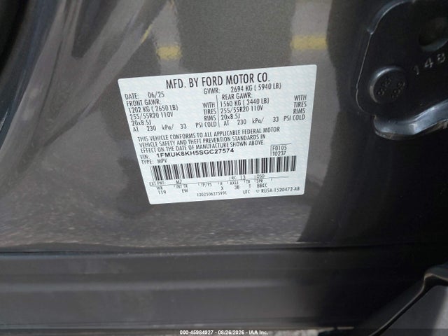 Продажа на аукционе авто 2025 Ford Explorer St-line, vin: 1FMUK8KH5SGC27574, номер лота: 45984927