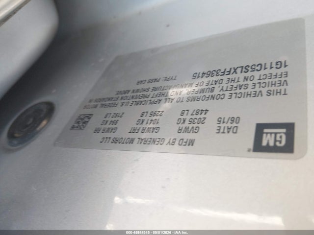 Продаж на аукціоні авто 2015 Chevrolet Malibu 1lt, vin: 1G11C5SLXFF336415, номер лоту: 45984945