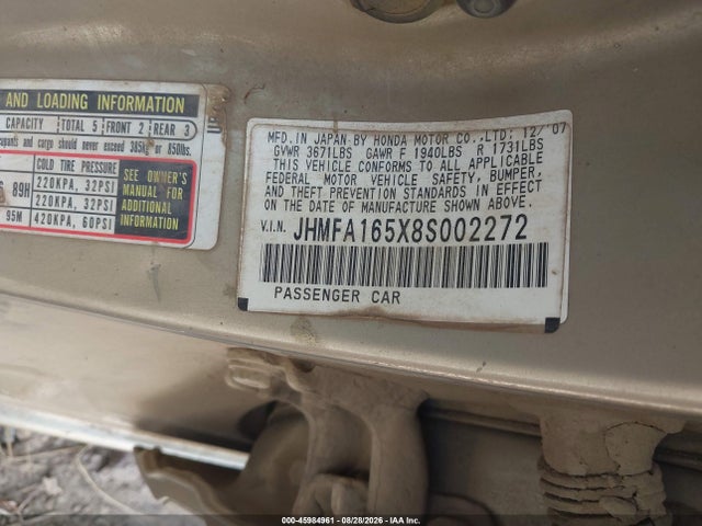 Продажа на аукционе авто 2008 Honda Civic Lx, vin: JHMFA165X8S002272, номер лота: 45984961