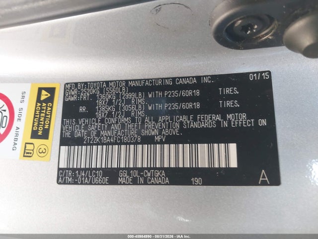 Lexus RX 350 2015 2T2ZK1BA4FC180378 Image 9