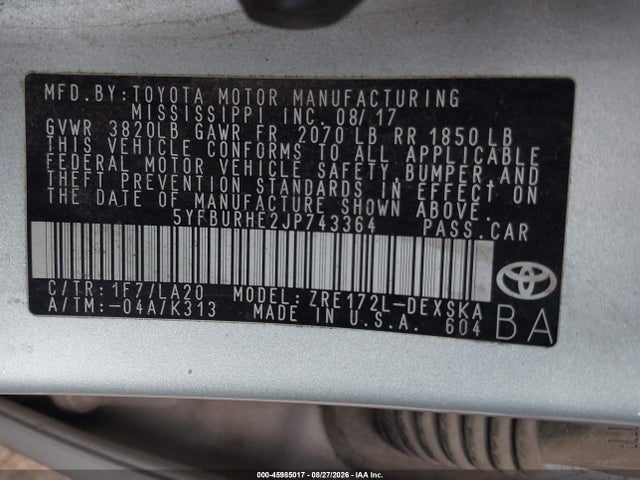 Toyota Corolla Xse 2018 5YFBURHE2JP743364 Image 9