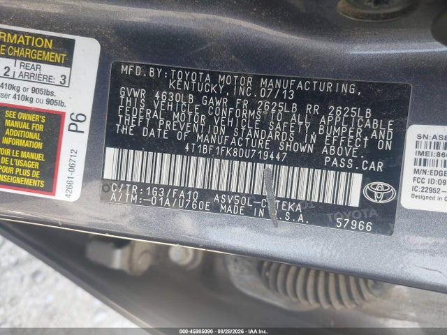 Продаж на аукціоні авто 2013 Toyota Camry L, vin: 4T1BF1FK8DU719447, номер лоту: 45985090