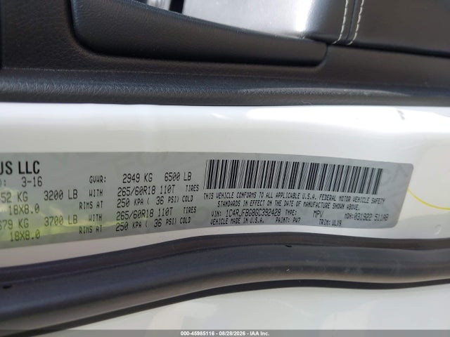 Продаж на аукціоні авто 2016 Jeep Grand Cherokee Limited, vin: 1C4RJFBG8GC392428, номер лоту: 45985116