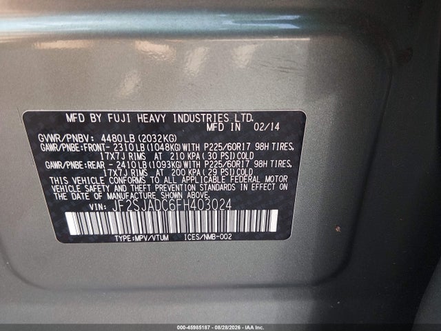 Aukcja sprzedaży 2015 Subaru Forester 2.5i Premium, vin: JF2SJADC6FH403024, numer aukcji: 45985187