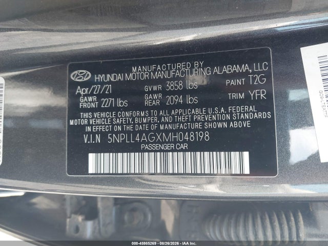 Продаж на аукціоні авто 2021 Hyundai Elantra Se, vin: 5NPLL4AGXMH048198, номер лоту: 45985269