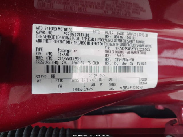 Продажа на аукционе авто 2015 Ford Focus Se, vin: 1FADP3F27FL228503, номер лота: 45985304