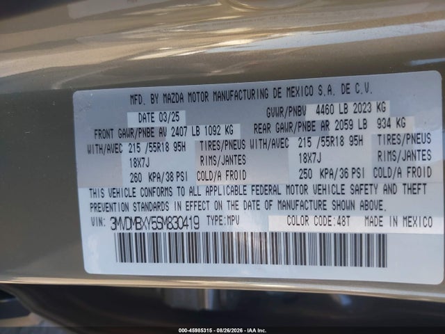 Aukcja sprzedaży 2025 Mazda Cx-30 2.5 Carbon Turbo, vin: 3MVDMBXY5SM830419, numer aukcji: 45985315