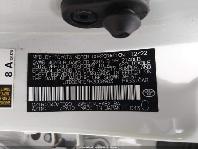 Toyota Corolla Hybrid Le 2023 JTDBCMFE1P3008983 Image 9