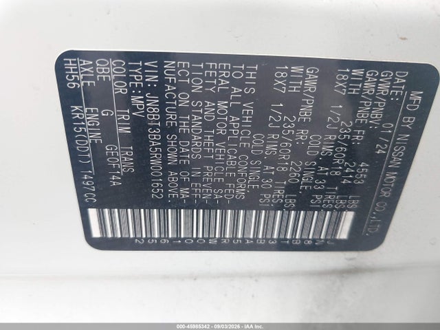 Продажа на аукционе авто 2024 Nissan Rogue Sv Fwd, vin: JN8BT3BA5RW001652, номер лота: 45985342
