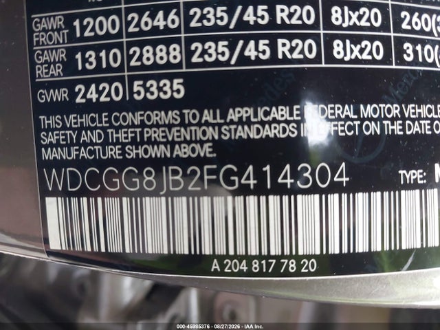 Продажа на аукционе авто 2015 Mercedes-benz Glk 350 4matic, vin: WDCGG8JB2FG414304, номер лота: 45985376