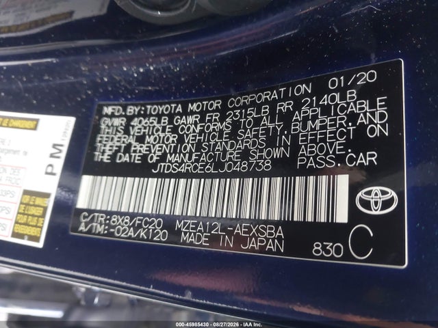 Toyota COROLLA SE 2020 JTDS4RCE6LJ048738 Image 9