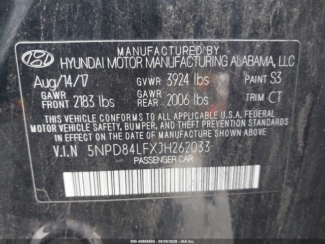 Продажа на аукционе авто 2018 Hyundai Elantra Sel, vin: 5NPD84LFXJH262033, номер лота: 45985450