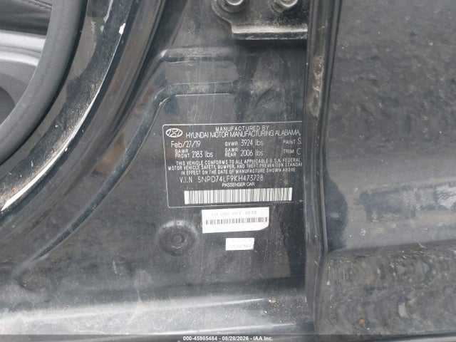 2019 Hyundai Elantra Se მანქანა იყიდება აუქციონზე, vin: 5NPD74LF9KH473728, აუქციონის ნომერი: 45985484