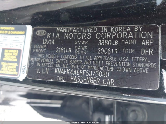 Aukcja sprzedaży 2015 Kia Forte Lx, vin: KNAFK4A68F5375030, numer aukcji: 45985529