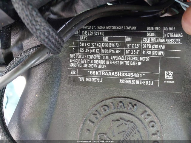 INDIAN MOTORCYCLE CO. Roadmaster 2017 56KTRAAA5H3345481 Image 10