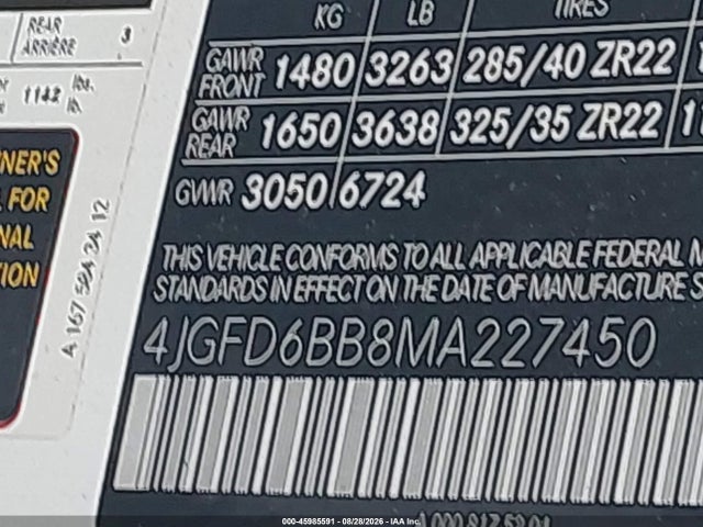 45985591 :رقم المزاد ، 4JGFD6BB8MA227450 vin ، 2021 Mercedes-benz Amg Gle 53 Coupe 4matic مزاد بيع