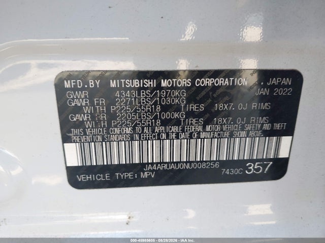 Продажа на аукционе авто 2022 Mitsubishi Outlander Sport 2.0 Be Awc/2.0 Es Awc/2.0 Le Awc/2.0 Se Awc/2.0 Se Special Edition Awc, vin: JA4ARUAU0NU008256, номер лота: 45985605