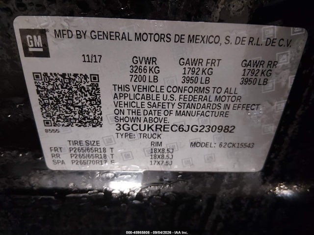 Chevrolet Silverado 1500 2lt 2018 3GCUKREC6JG230982 Image 9