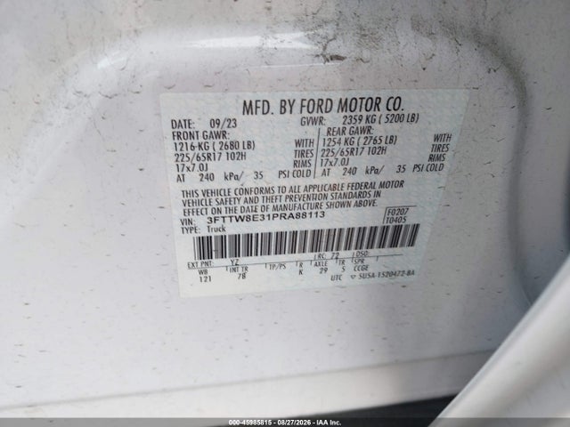 Aukcja sprzedaży 2023 Ford Maverick Xlt, vin: 3FTTW8E31PRA88113, numer aukcji: 45985815