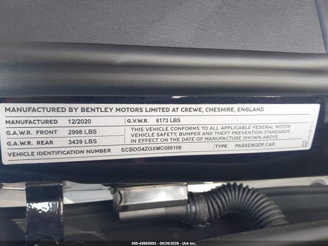 Bentley Continental Gt Mulliner/v8 2021 SCBDG4ZGXMC086106 Image 9