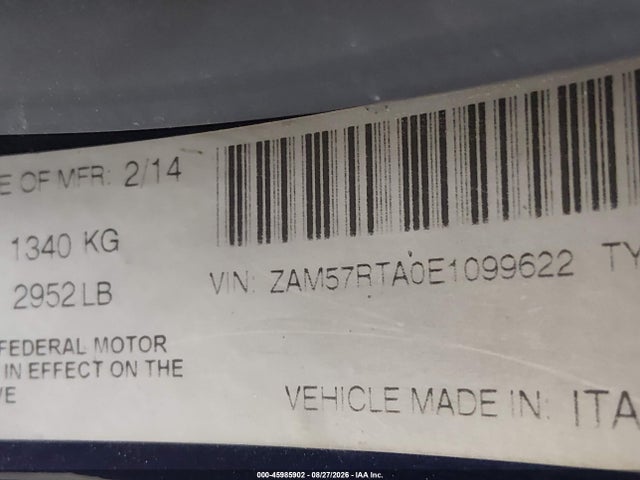 Продажа на аукционе авто 2014 Maserati Ghibli S Q4, vin: ZAM57RTA0E1099622, номер лота: 45985902