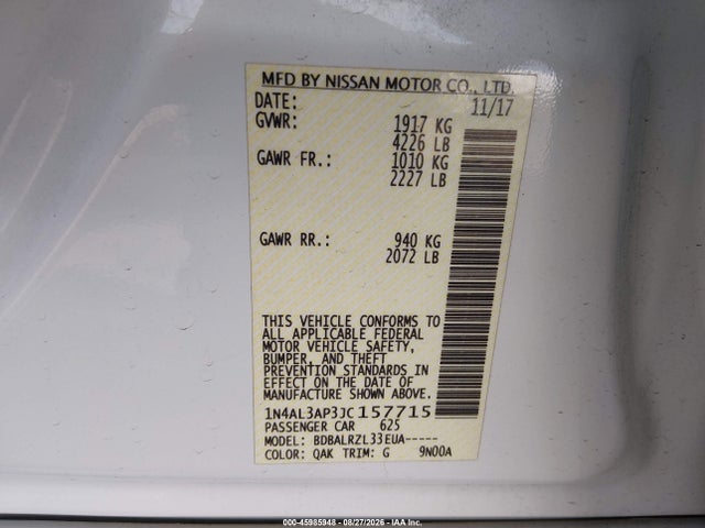 1N4AL3AP3JC157715 Nissan Altima 2.5 Sl