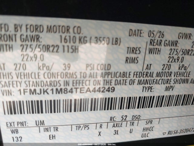 Ford Expedition Max Platinum Max 2026 1FMJK1M84TEA44249 Image 9