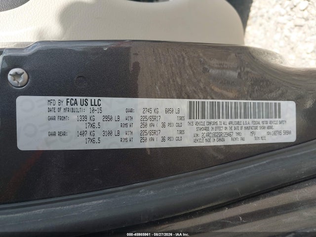 2016 Chrysler Town & Country Touring მანქანა იყიდება აუქციონზე, vin: 2C4RC1BG2GR129467, აუქციონის ნომერი: 45985961