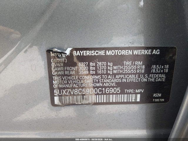 Aukcja sprzedaży 2013 Bmw X5 Xdrive50i, vin: 5UXZV8C59D0C16905, numer aukcji: 45985975