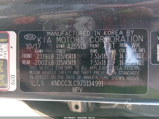Продаж на аукціоні авто 2018 Kia Niro Ex, vin: KNDCC3LC9J5134991, номер лоту: 45986027