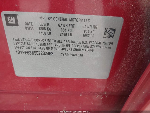 2014 Chevrolet Cruze 2lt Auto მანქანა იყიდება აუქციონზე, vin: 1G1PE5SB5E7282462, აუქციონის ნომერი: 45986028