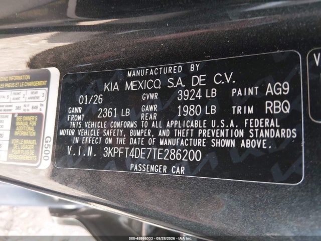 45986033 :رقم المزاد ، 3KPFT4DE7TE286200 vin ، 2026 Kia K4 Lxs مزاد بيع