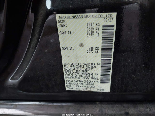 Nissan Altima 2.5 S 2017 1N4AL3AP9HN362499 Image 9