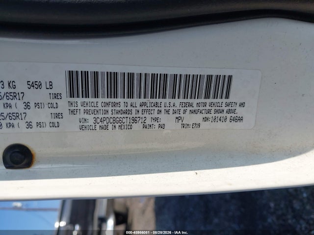2012 Dodge Journey Sxt მანქანა იყიდება აუქციონზე, vin: 3C4PDCBG6CT196712, აუქციონის ნომერი: 45986081
