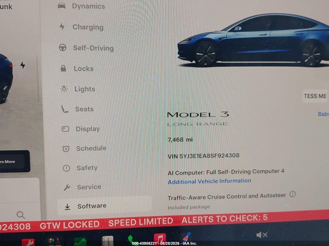 Продаж на аукціоні авто 2025 Tesla Model 3 Long Range Rear-wheel Drive/standard Rear-wheel Drive, vin: 5YJ3E1EA8SF924308, номер лоту: 45986221