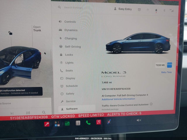 Продаж на аукціоні авто 2025 Tesla Model 3 Long Range Rear-wheel Drive/standard Rear-wheel Drive, vin: 5YJ3E1EA8SF924308, номер лоту: 45986221