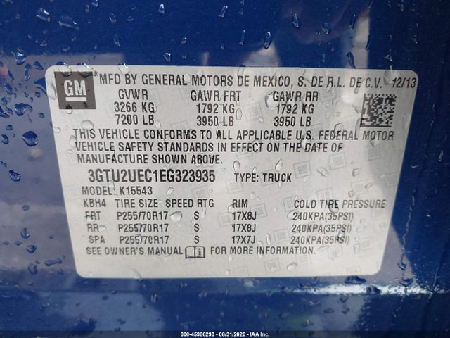 Aukcja sprzedaży 2014 Gmc Sierra 1500 Sle, vin: 3GTU2UEC1EG323935, numer aukcji: 45986290