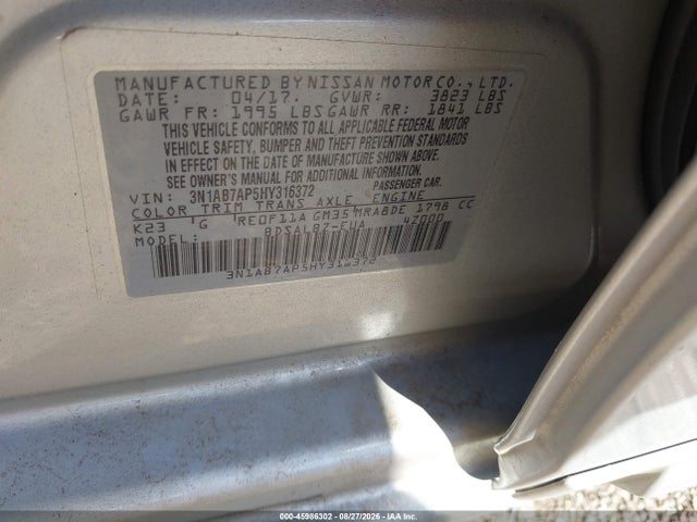 Nissan SENTRA S 2017 3N1AB7AP5HY316372 Image 9