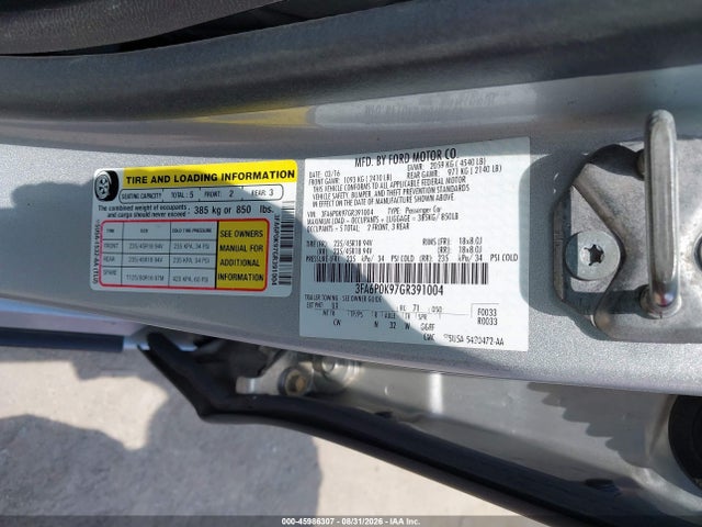 Продаж на аукціоні авто 2016 Ford Fusion Titanium, vin: 3FA6P0K97GR391004, номер лоту: 45986307