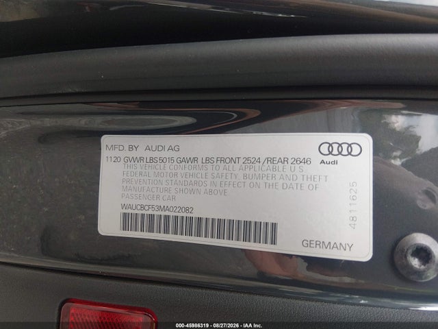 Aukcja sprzedaży 2021 Audi A5 Sportback Premium Plus 40 Tfsi Quattro S Tronic, vin: WAUCBCF53MA022082, numer aukcji: 45986319