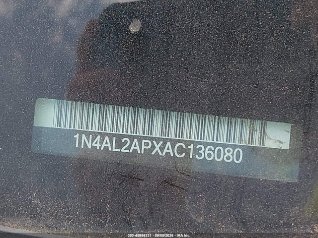 45986331 :رقم المزاد ، 1N4AL2APXAC136080 vin ، 2010 Nissan Altima 2.5 S مزاد بيع