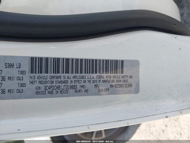 Продаж на аукціоні авто 2018 Dodge Journey Se, vin: 3C4PDCAB1JT310893, номер лоту: 45986345