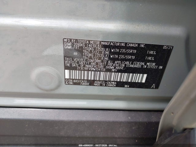 Aukcja sprzedaży 2021 Toyota Rav4 Xle Premium, vin: 2T3C1RFV9MW154158, numer aukcji: 45986351