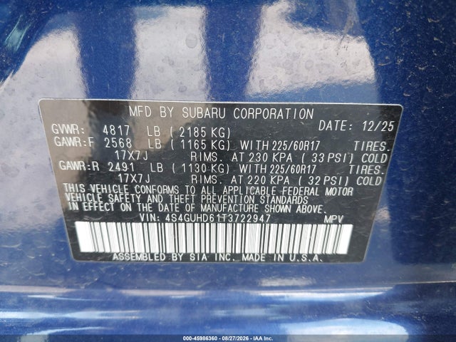 Продажа на аукционе авто 2026 Subaru Crosstrek Premium, vin: 4S4GUHD61T3722947, номер лота: 45986360