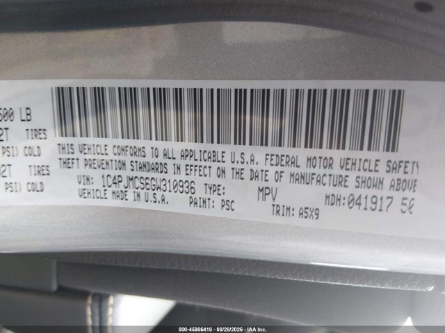 Aukcja sprzedaży 2016 Jeep Cherokee Latitude, vin: 1C4PJMCS6GW310936, numer aukcji: 45986418