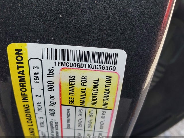 Продаж на аукціоні авто 2019 Ford Escape Se, vin: 1FMCU0GD1KUC56360, номер лоту: 45986471