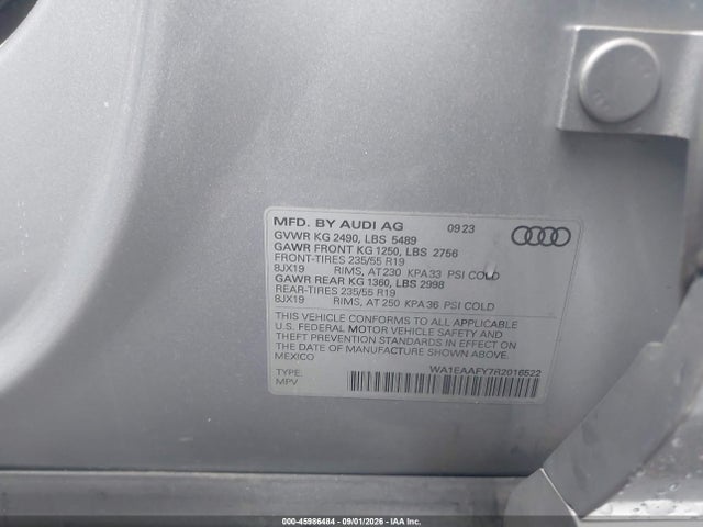 Auction sale of the 2024 Audi Q5 Premium Plus 45 Tfsi S Line Quattro, vin: WA1EAAFY7R2016522, lot number: 45986484